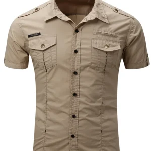Camisa cargo de algodón de manga corta