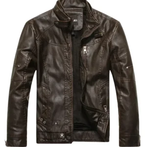 Elegante chaqueta de cuero de estilo americano