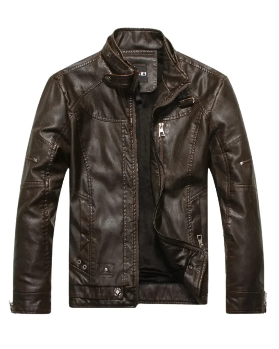 Elegante chaqueta de cuero de estilo americano - Imagen 2