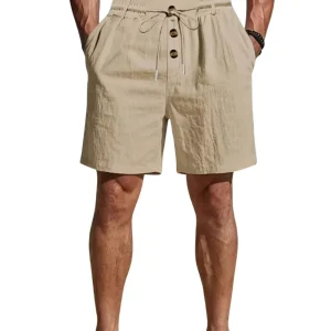 Pantalones cortos informales de algodón y lino