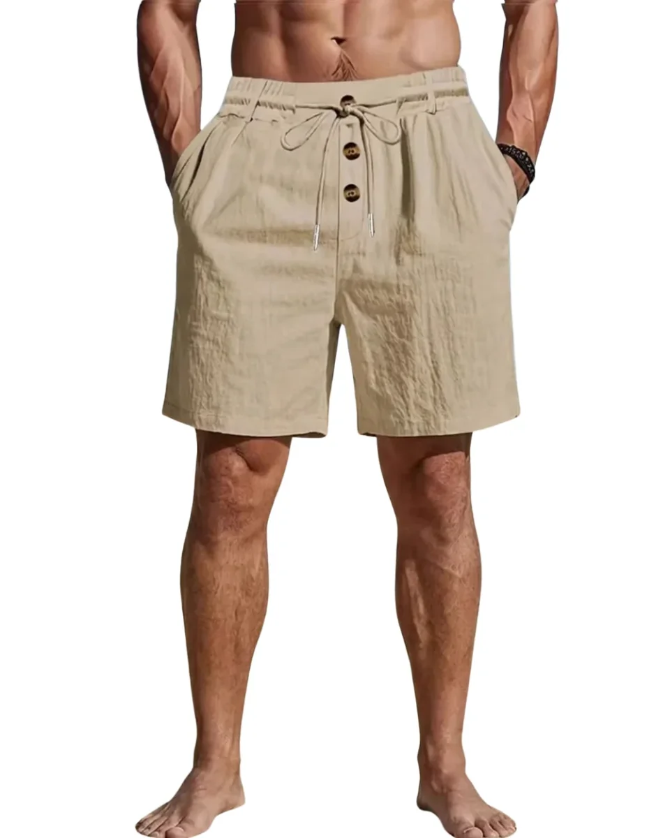 Pantalones cortos informales de algodón y lino - Imagen 2