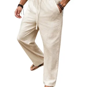 Pantalones informales de algodón y lino