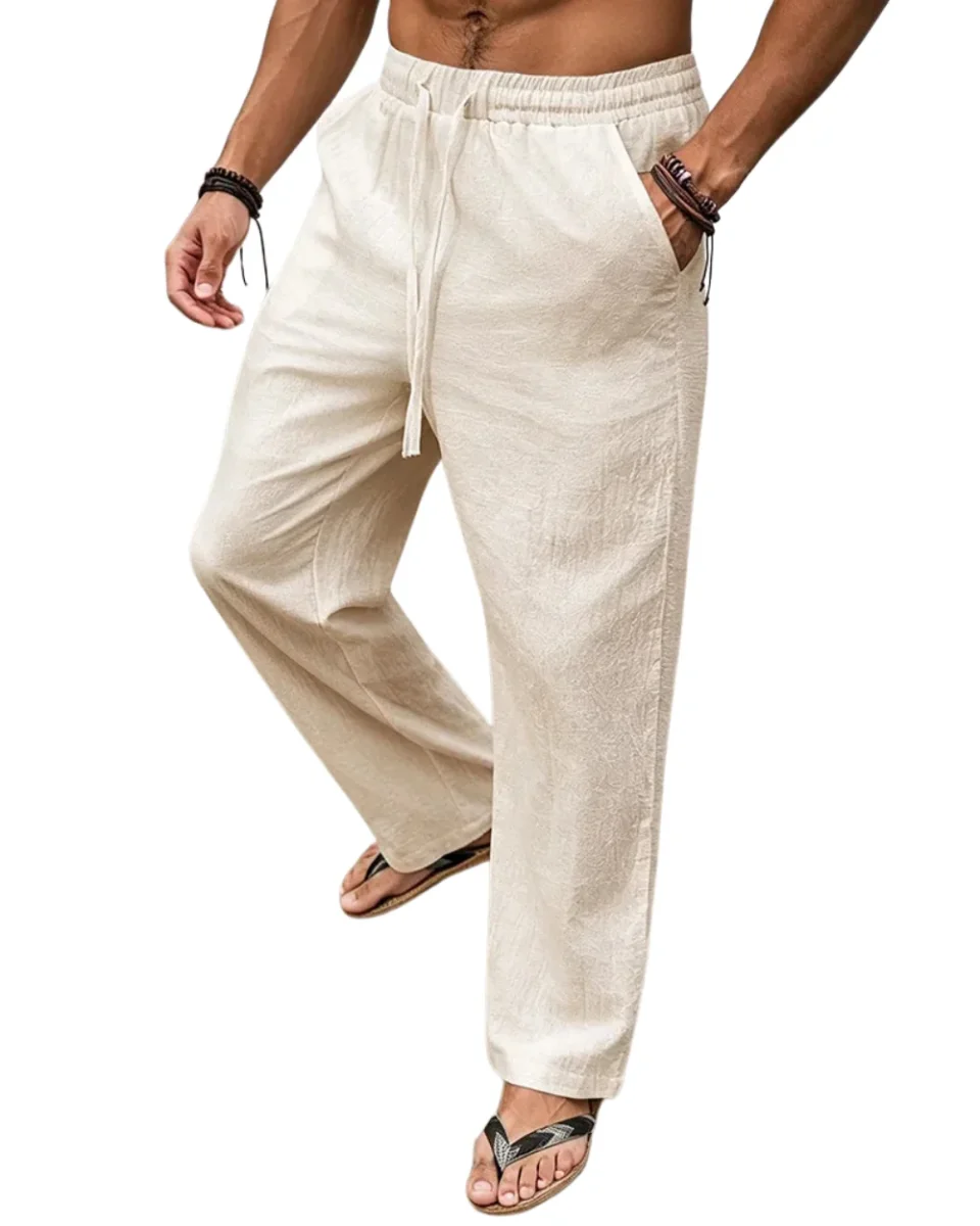 Pantalones informales de algodón y lino - Imagen 2