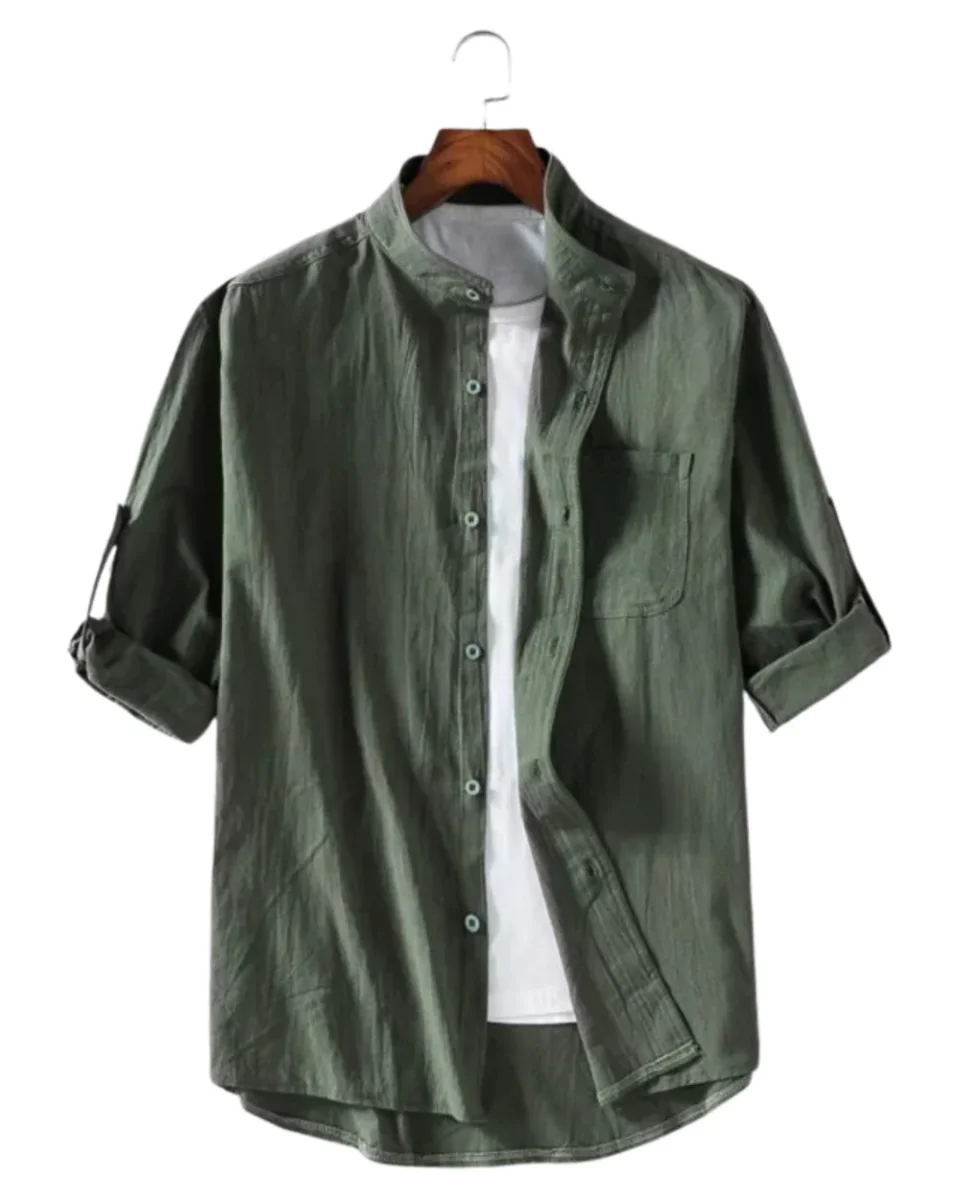 Camisa de lino de manga corta para hombre - Imagen 2