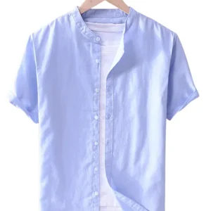 Camisa informal de algodón y lino para hombre