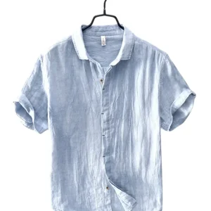 Elegante camisa de lino de estilo japonés