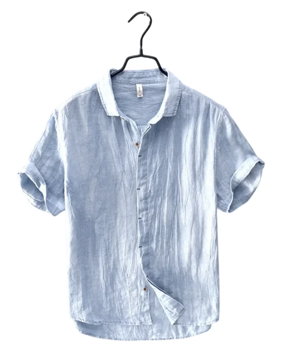 Elegante camisa de lino de estilo japonés - Imagen 2