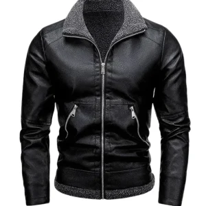 Elegante chaqueta de piel con forro polar