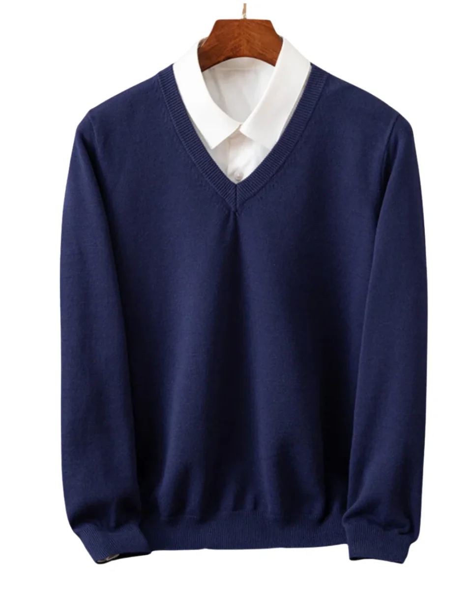 Elegante jersey de cachemira con cuello en V - Imagen 2