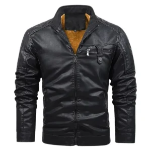 Chaqueta de cuero retro con forro polar