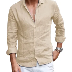 Elegante camisa de verano de algodón y lino