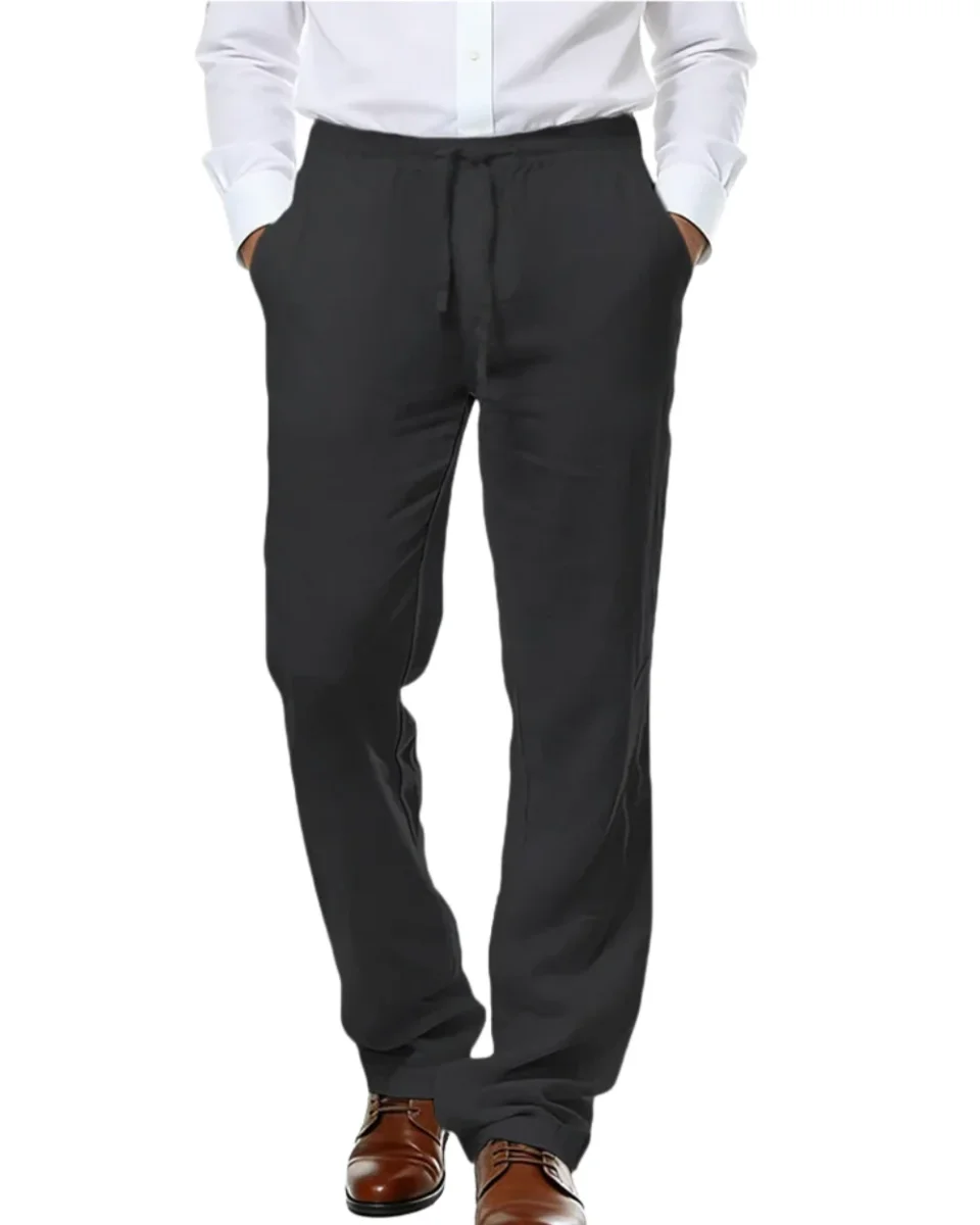 Pantalones elegantes de algodón y lino