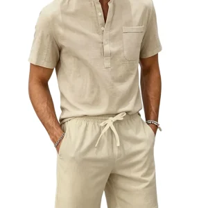 Elegante juego de ropa de cama de algodón y lino