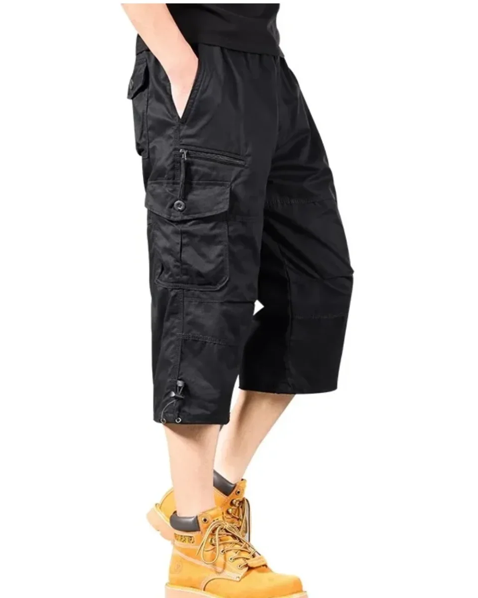 Pantalones cortos cargo largos de algodón - Imagen 2