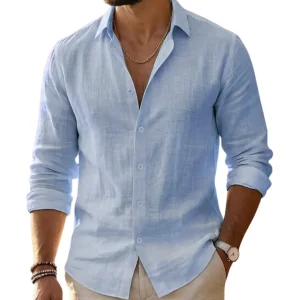 Camisa elegante de algodón y lino