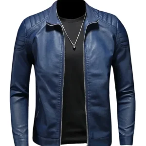 Chaqueta de cuero con cuello alto