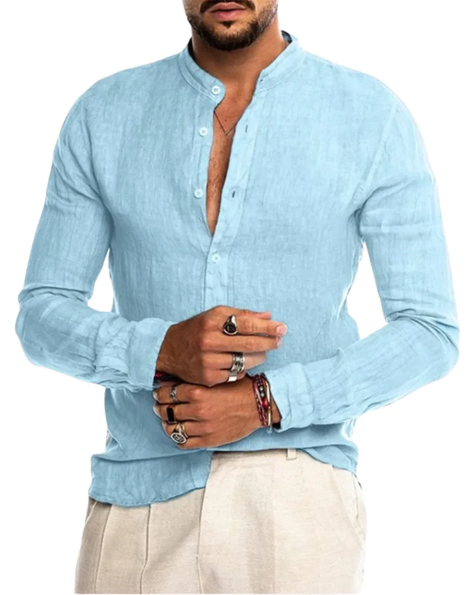 Camisa de algodón y lino - Imagen 2
