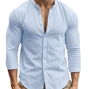 Camisa veraniega informal de algodón y lino