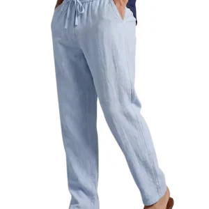 Pantalones elegantes de algodón y lino