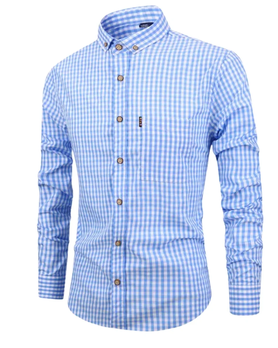 Elegante camisa de algodón a cuadros - Imagen 2