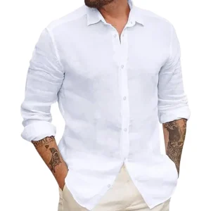Camisa hawaiana de algodón y lino