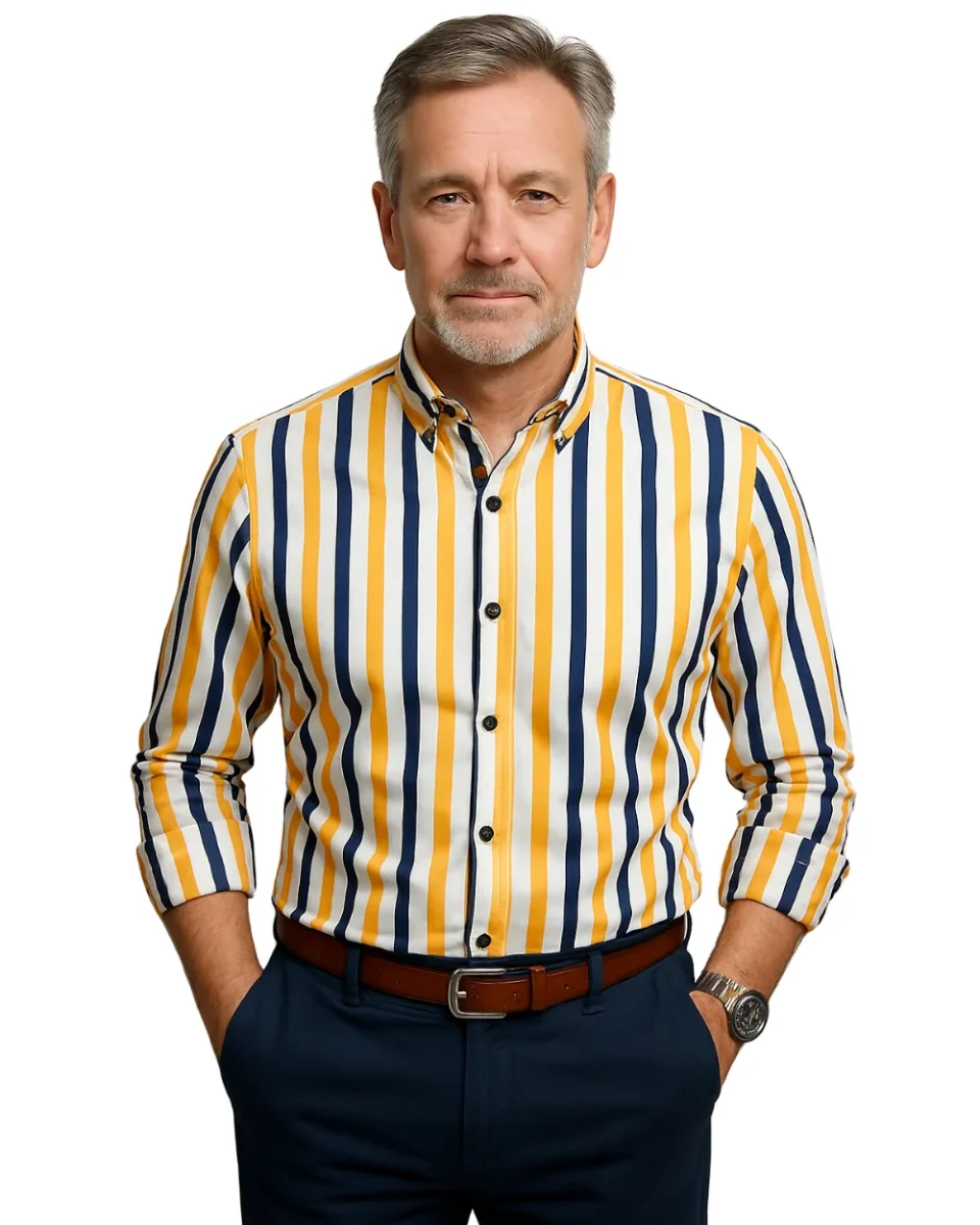 Givalli - Camisa informal de rayas para hombre - Imagen 4