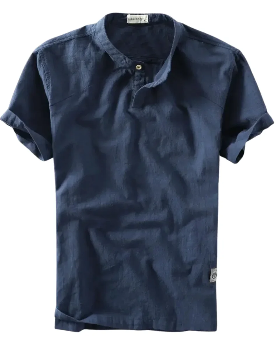 Elegante camisa de verano de algodón y lino