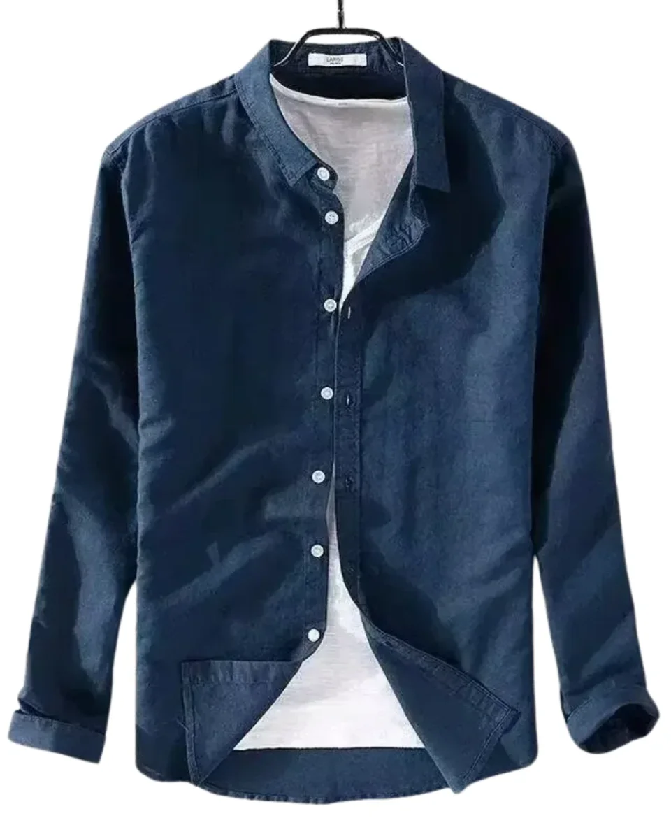 Camisa informal de algodón y lino - Imagen 2