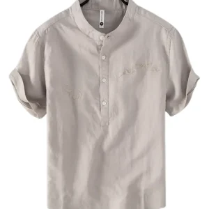 Elegante camisa de verano de algodón y lino
