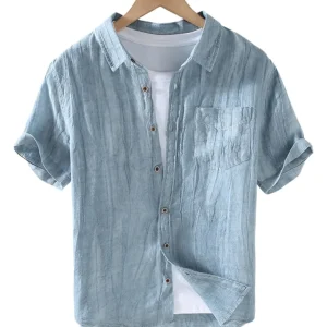 Elegante camisa de lino de manga corta