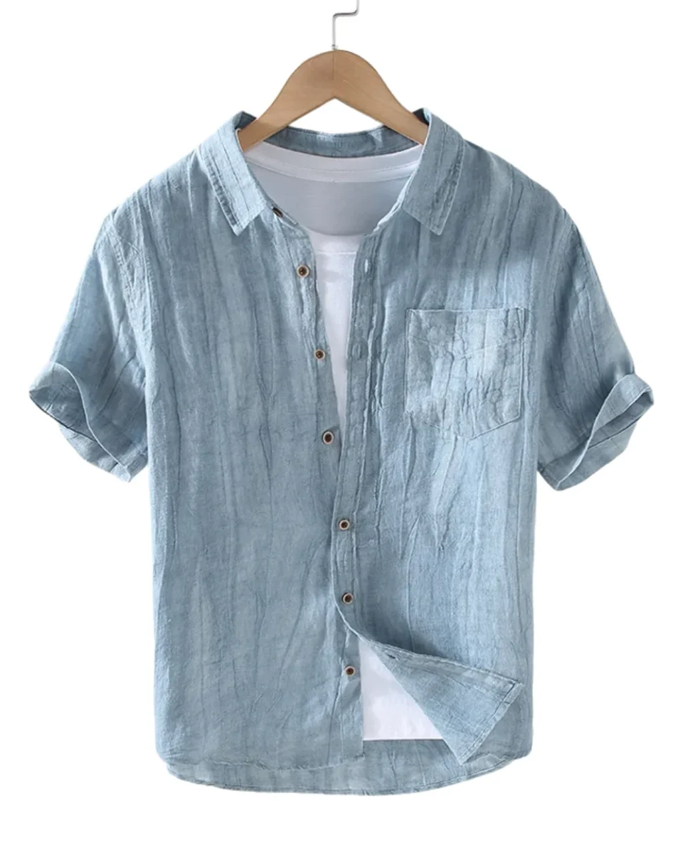 Elegante camisa de lino de manga corta - Imagen 2