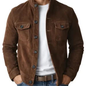 Elegante chaqueta de ante