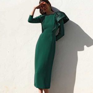 Vestido midi volante lamé