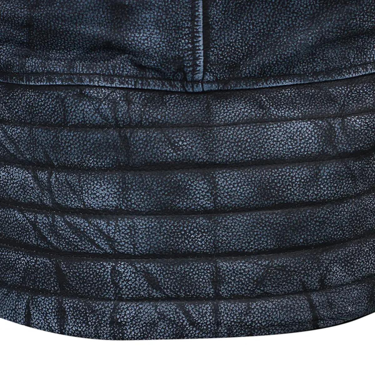 Chaqueta de moto vintage de piel de oveja gris para hombre - Imagen 8