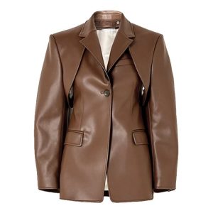 Blazer convertible de piel de cordero para mujer