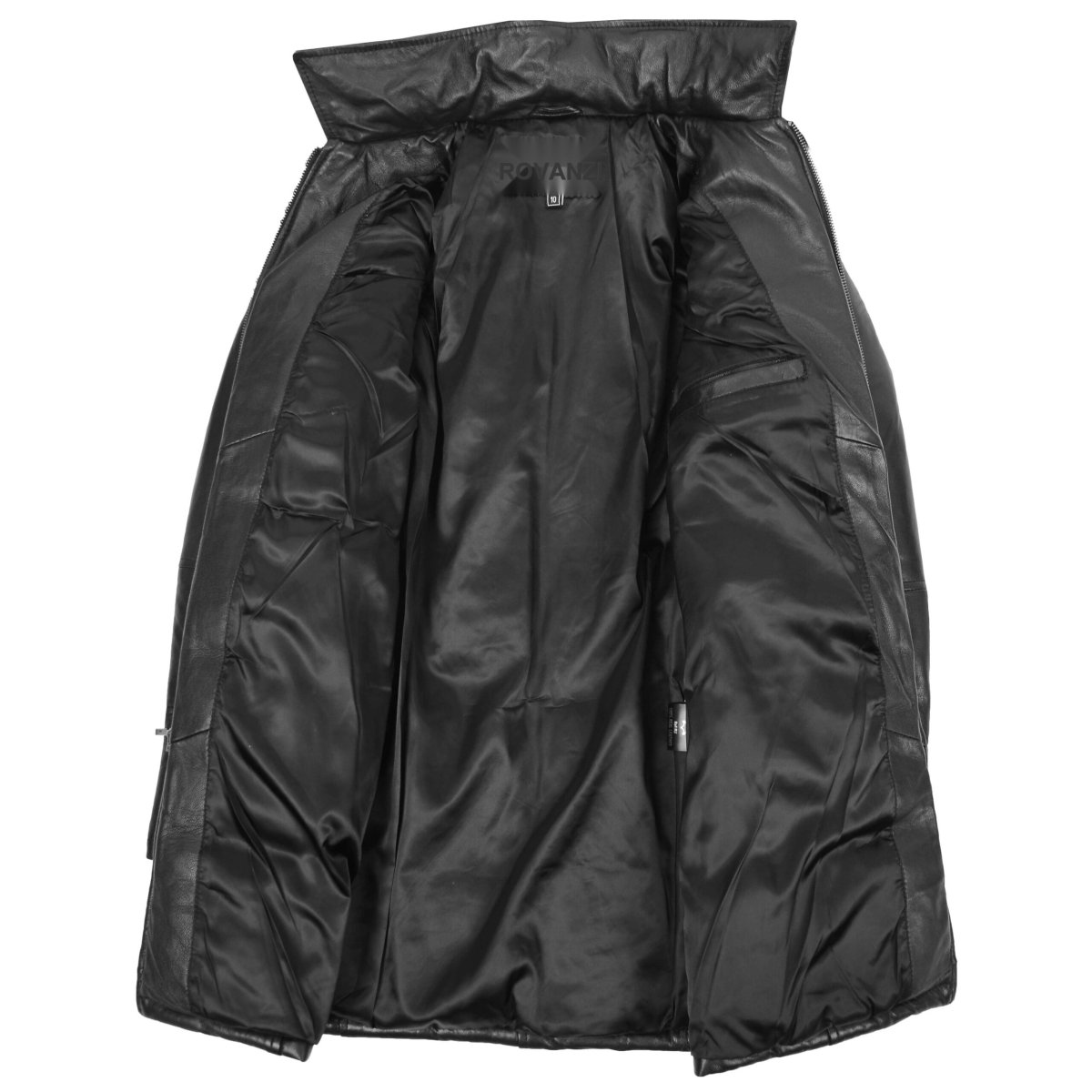 BUNERI Abrigo Puffer de Cuero Negro para Mujer Longitud 3/4 - Imagen 7