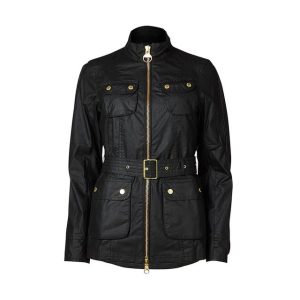 Abrigo de invierno negro para mujer