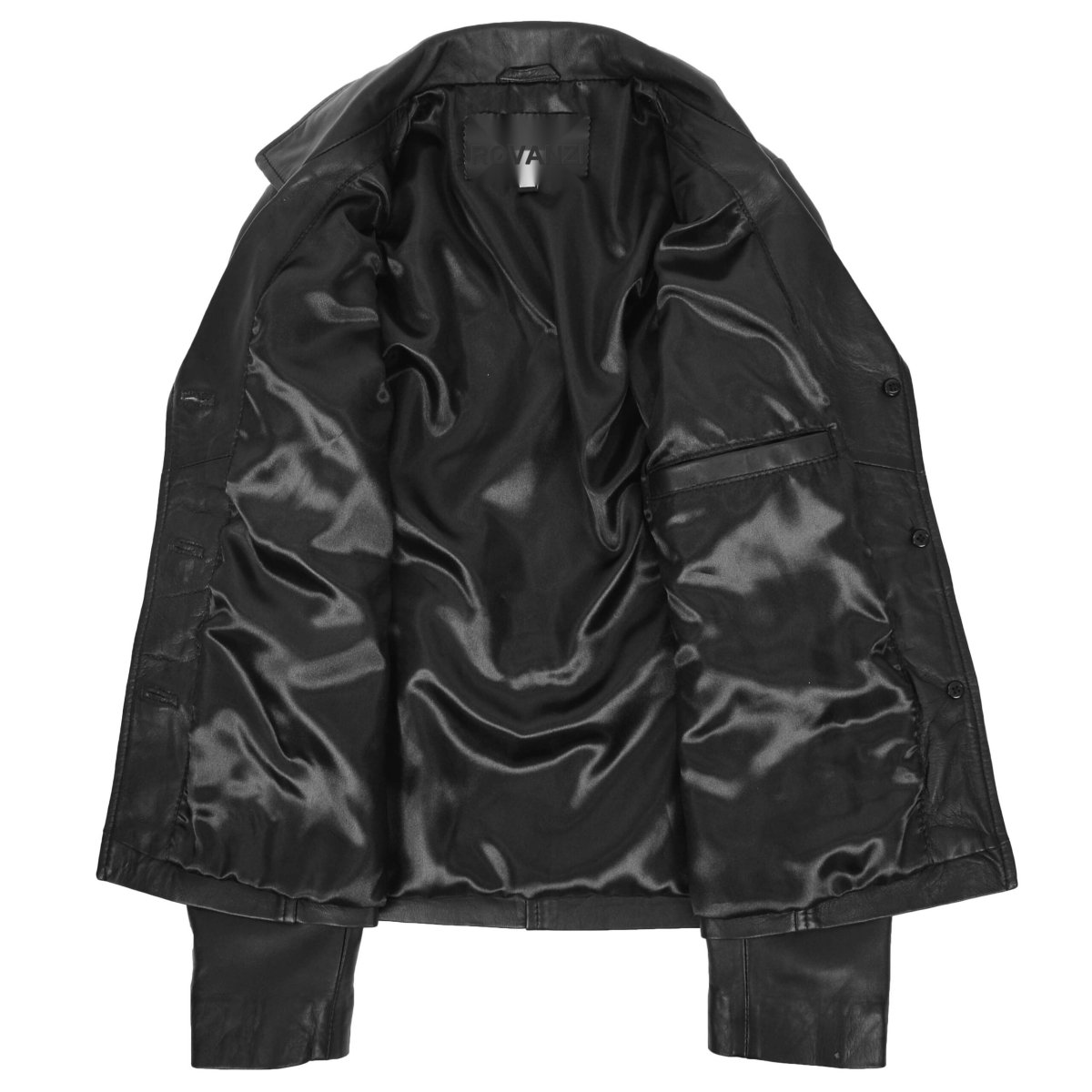 BUNERI Chaqueta Mujer Cuero Blazer Clásico Tres Botones Negro - Imagen 6