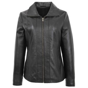 BUNERI Chaqueta de Cuero Julia Negra Clásica Zip II