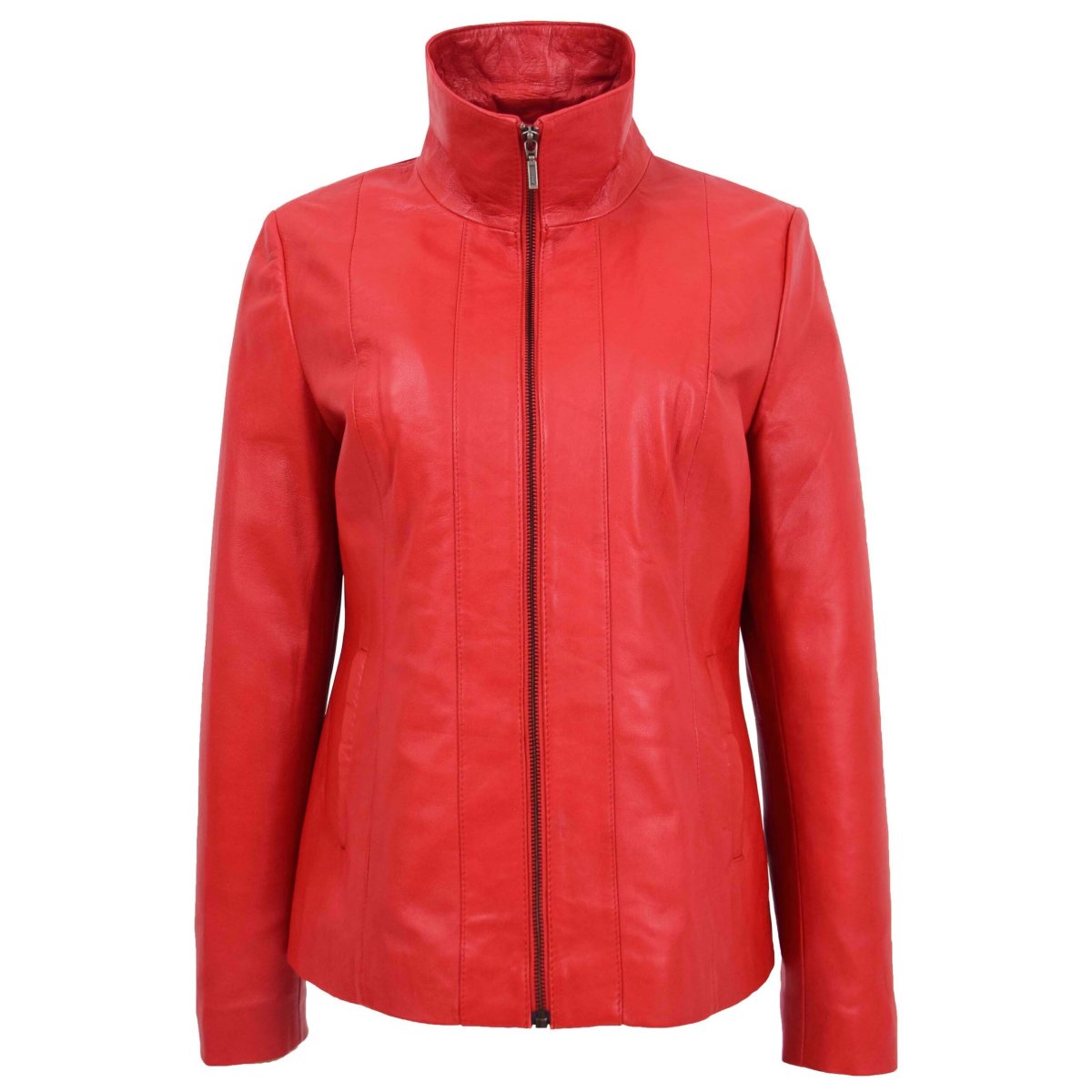 BUNERI Chaqueta de Cuero Rojo Clásica para Mujer - Imagen 4