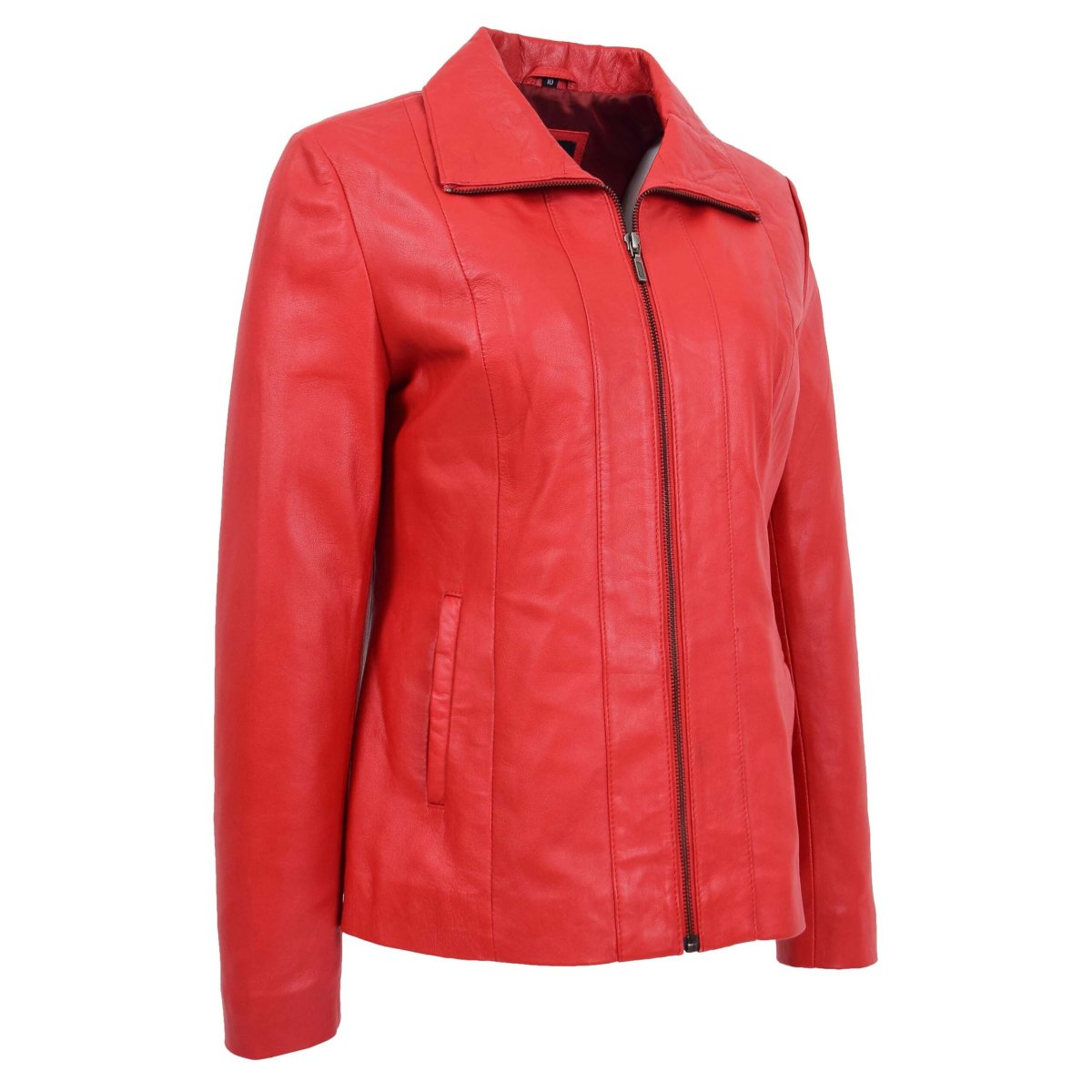 BUNERI Chaqueta de Cuero Rojo Clásica para Mujer - Imagen 5
