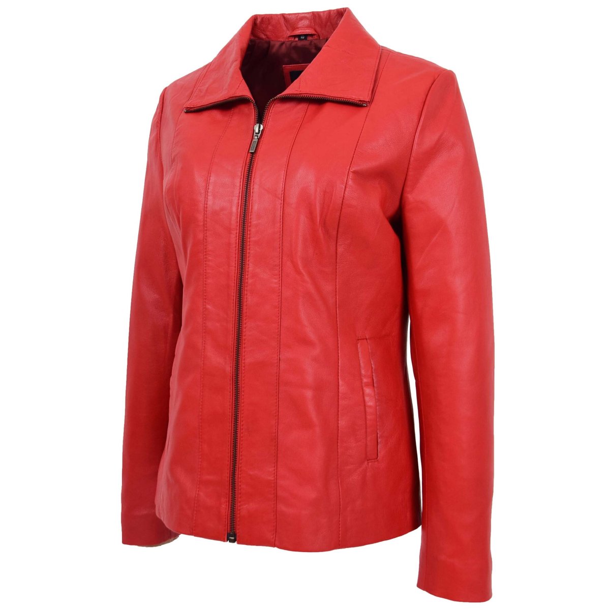 BUNERI Chaqueta de Cuero Rojo Clásica para Mujer - Imagen 6