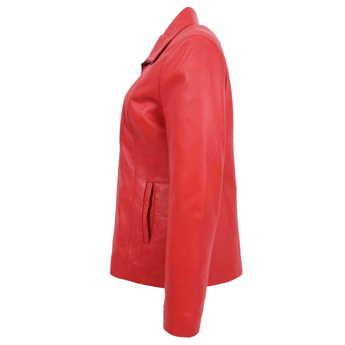 BUNERI Chaqueta de Cuero Rojo Clásica para Mujer - Imagen 7