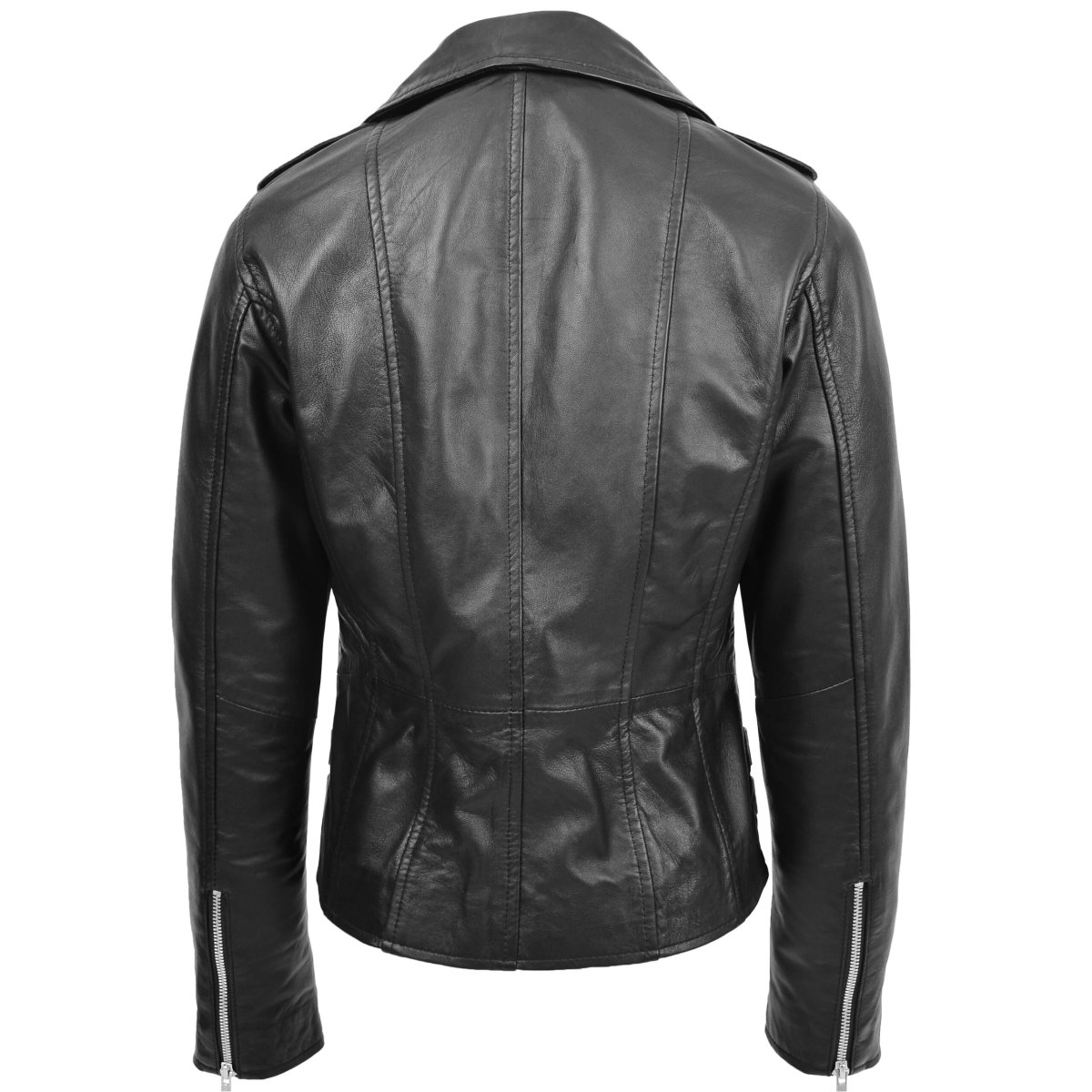 BUNERI Biker de Cuero Negro con Cierre Cruzado para Mujer - Imagen 3