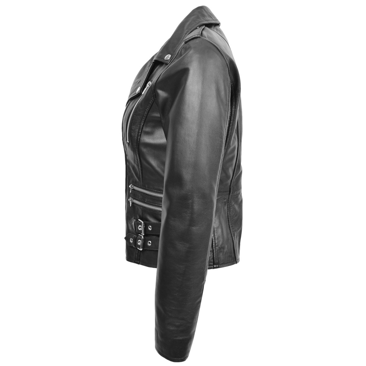 BUNERI Biker de Cuero Negro con Cierre Cruzado para Mujer - Imagen 6