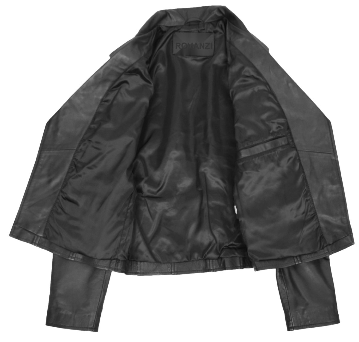BUNERI Biker de Cuero Negro con Cierre Cruzado para Mujer - Imagen 7