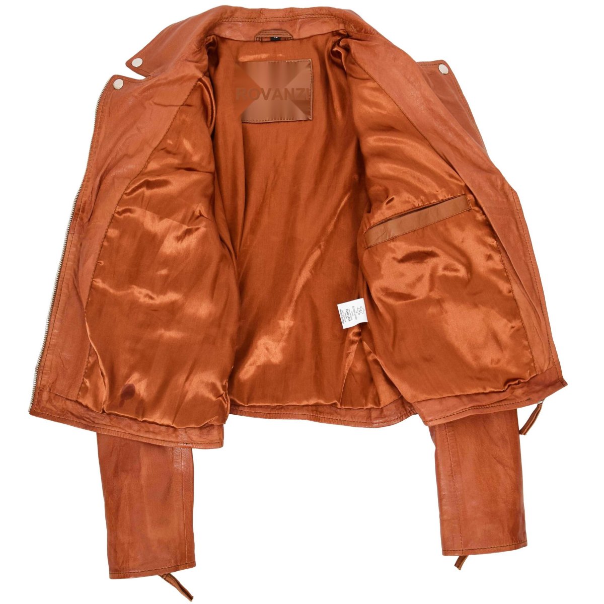 BUNERI Biker Cuero Claudia Coñac Cross Zip Mujer - Imagen 7