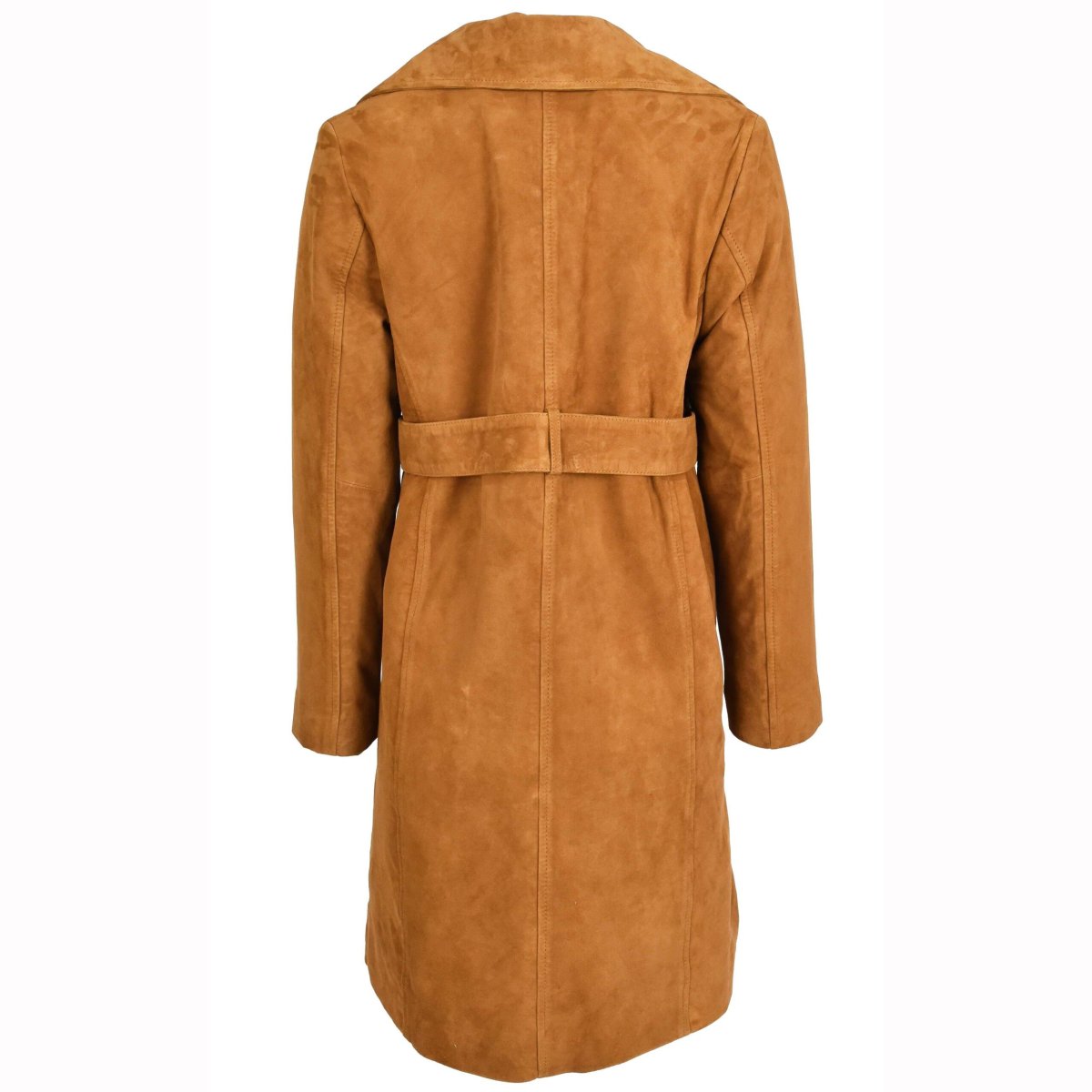 BUNERI Trench de Ante de Cabra para Mujer 3/4 Longitud Coñac con Cinturón - Imagen 3