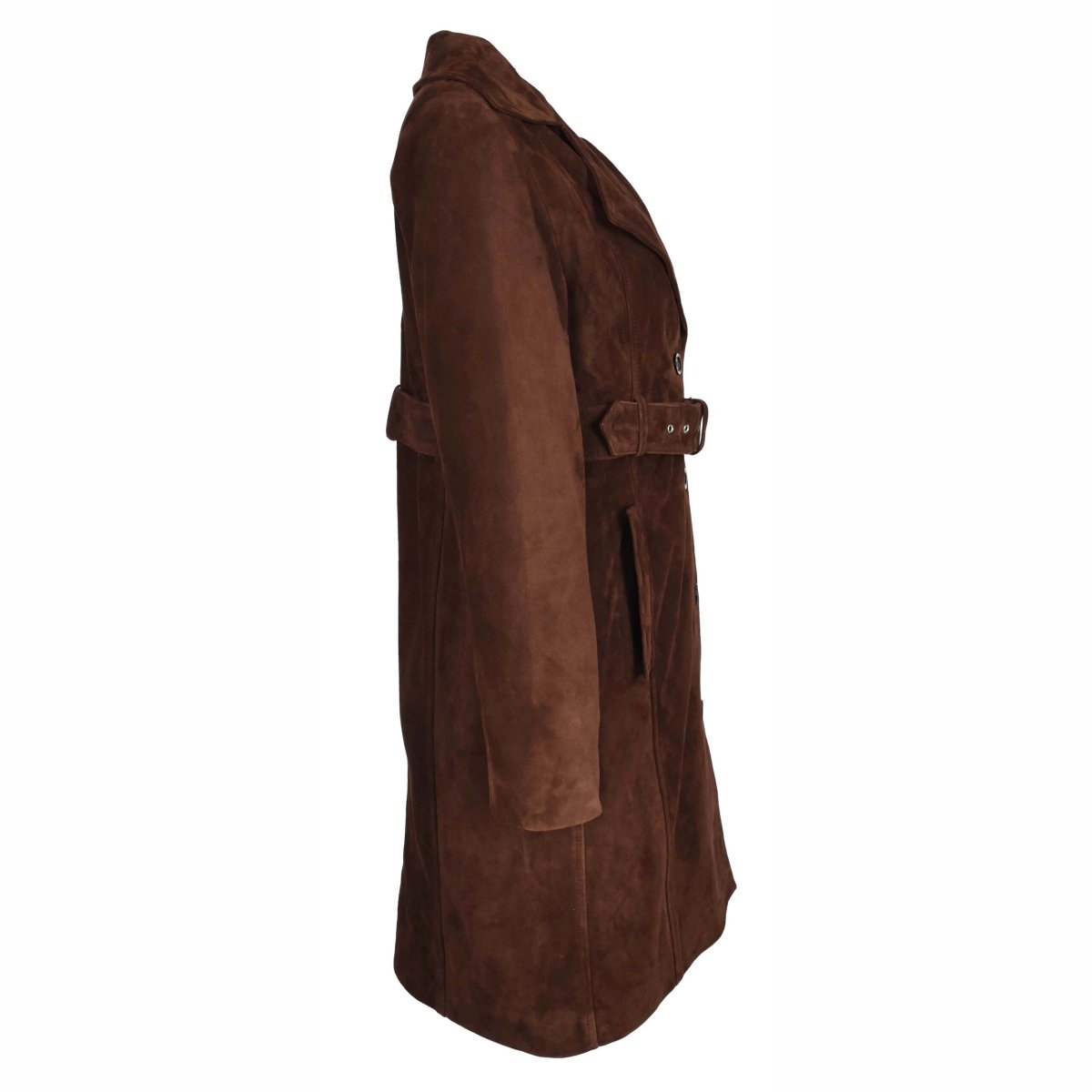 BUNERI Trench de Ante de Cabra para Mujer 3/4 Marrón Óxido con Cinturón - Imagen 4