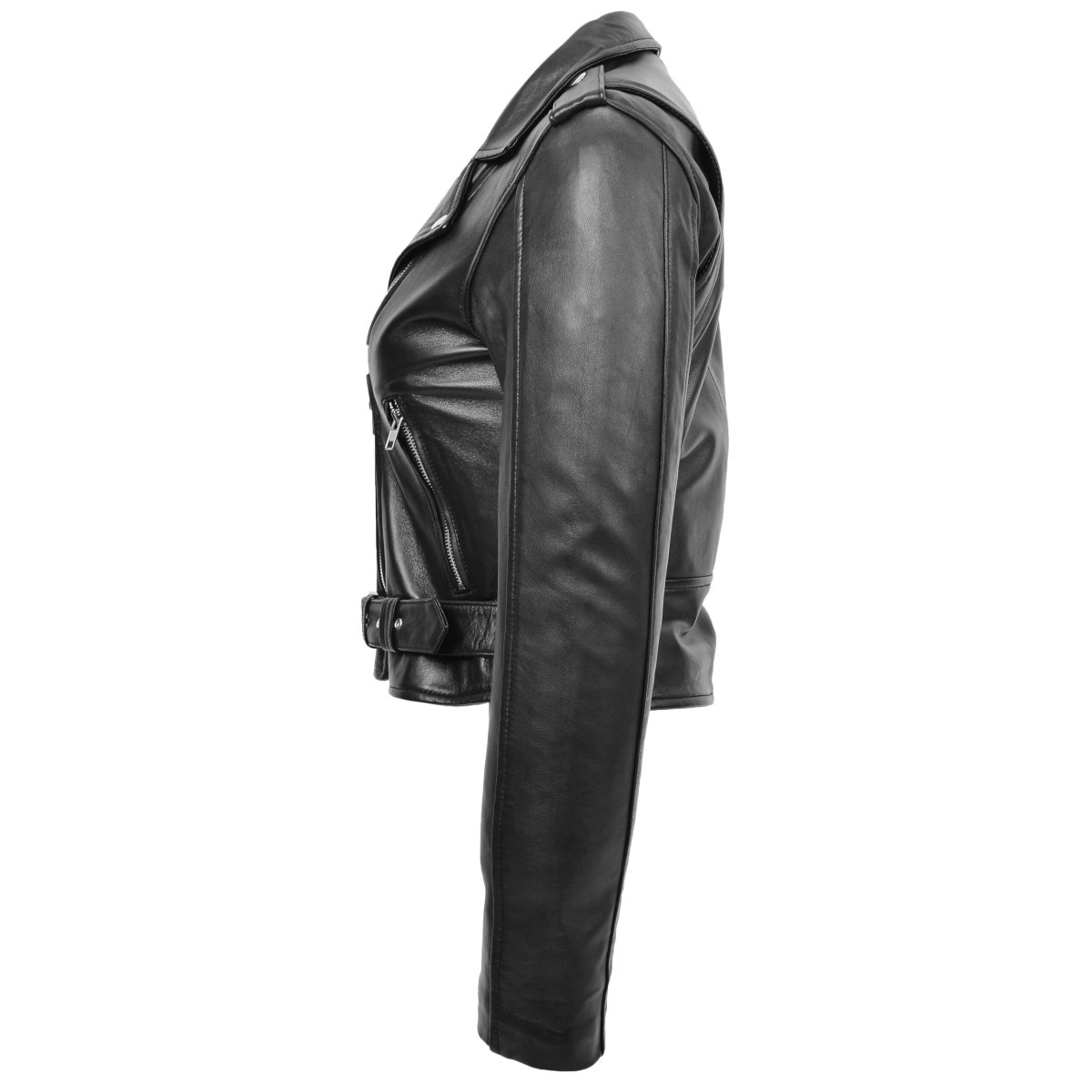 BUNERI Chaqueta Biker Mujer Cuero Brando Negra - Imagen 6